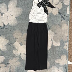 White House Black Market Black and White Polka Dot Sash Pants